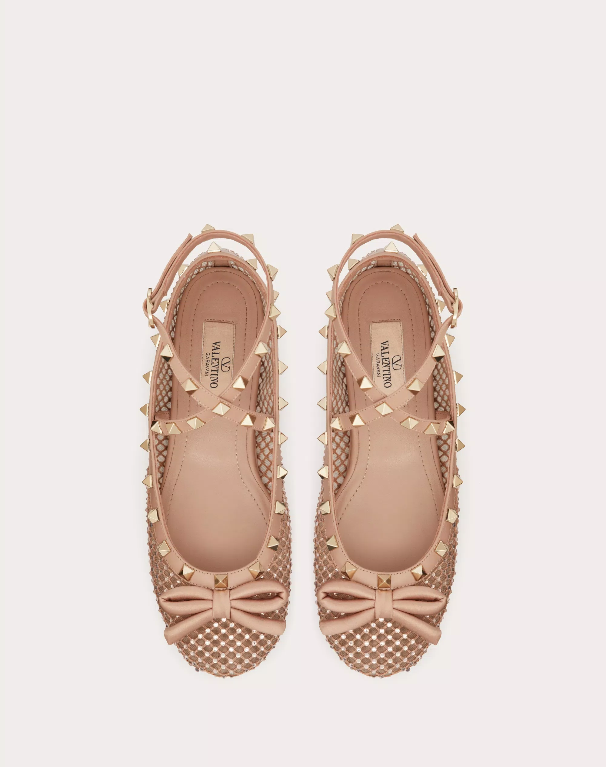 ROCKSTUD MESH BALLERINA WITH CRYSTALS